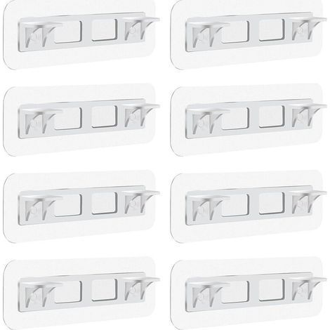 Lot de 8 supports d'étagère auto-adhésifs, sans perçage, conception renforcée (1/5)
