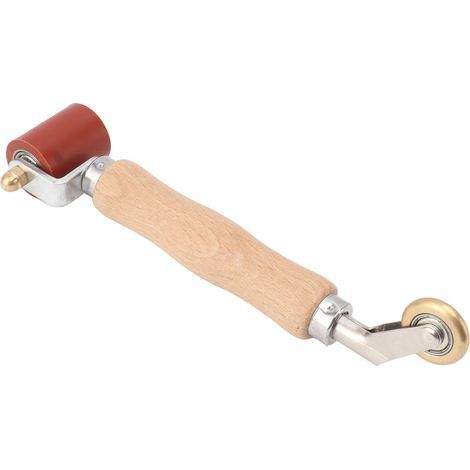 SUNXURY Rouleau de couture en Silicone 40mm, double usage, roue en laiton, poignée en bois, papier peint, rouleau de couture plat pour le soudage PVC TPO rouge (1/5)