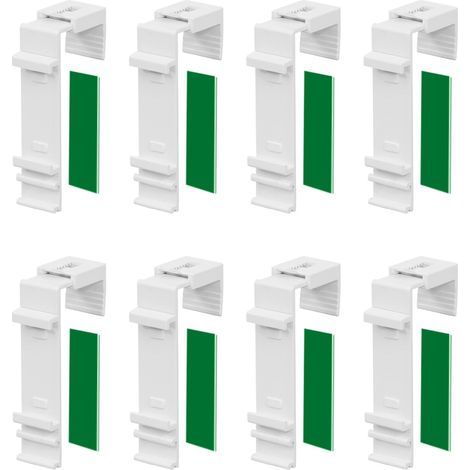 Lot de 8 Supports de Serrage Longs pour Store Double Klemmfix à Fixer et à Coller sans perçage comme Accessoire ou pièce de Rechange pour la Suspension à la fenêtre en PVC, Porte de Balcon (1/5)