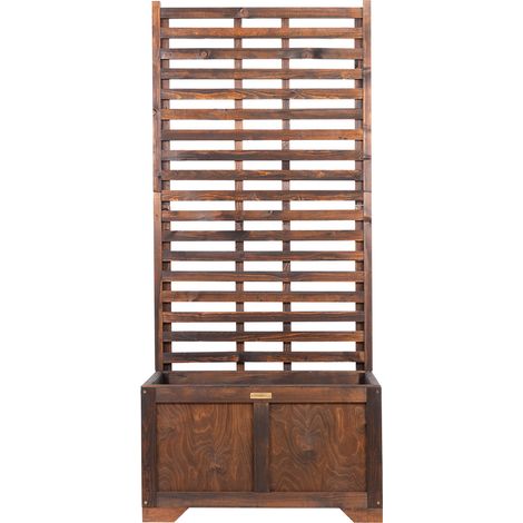 Jardinière Pergola Vintage 80 x 42 x 180 cm - Jardinière en bois avec échelle pour balcon, terrasse, jardin, 120 L - Pergola en bois pour plantes grimpantes - Séparateur d'espace, coloris palissandre (1/5)