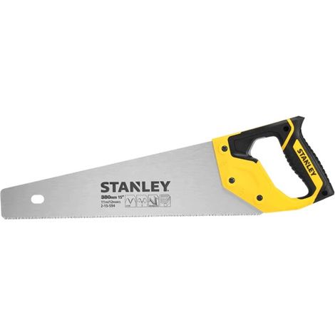 Stanley – Scie égoïne denture fine 380mm – Lame en acier suédois – Denture HardPoint pour coupe nette – Poignée ergonomique bi-matière