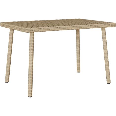 Table basse de jardin rectangulaire beige 60x40x37 rotin (1/5)