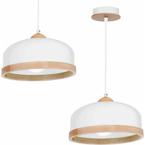 Suspension Milagro Studio Ø32 blanc/bois E27 réglable (1/5)