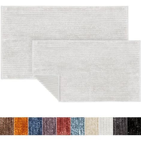 Badematte Coral Chenille-Struktur Weiß 50 x 80 cm