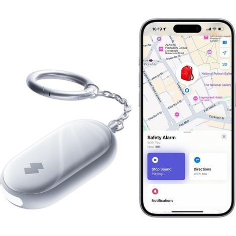 SwitchBot Alarme de Sécurité Personnelle et Porte-clés d'Autodéfense - Sirène 130 dB, Lumière Stroboscopique et Étanchéité IP65 (Blanc) (1/5)