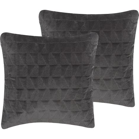 Dekokissen 2er Set LALAM Baumwolle 45 x 45 cm Grau Geometrisches Muster