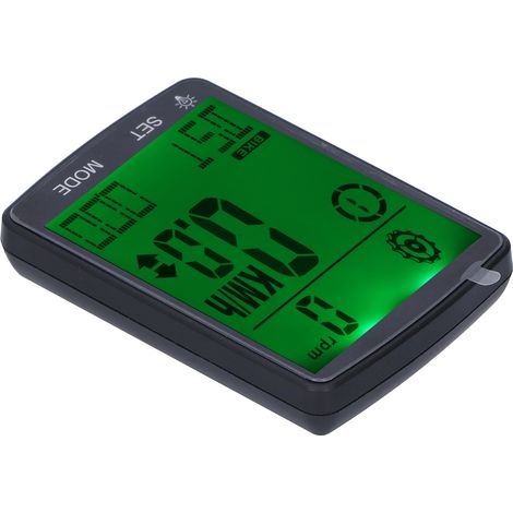 Fahrradcomputer mit 2,8-Zoll-Großbildschirm, LED-Beleuchtung, Stoppuhr und Multifunktions-Fahrradtacho, Grün (1/5)