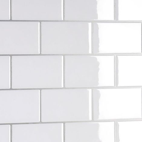 Adhesive pour Cuisine Blanc 30.5cm x 30.5cm 4 Pièces Carrelage Adhesif Mural Rectangulaire Salle de Bain Imperméable Autocollant Cuisine Brillants 3d Buanderie (1/5)