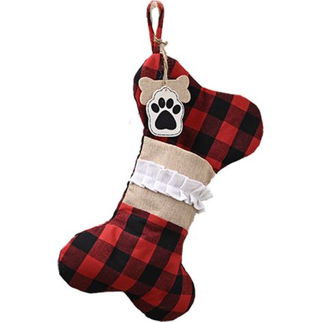 autres décorations de noël bas de noël suspendus bas de noël décorations de noël(Chaussettes Os Vichy) (1/5)