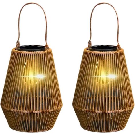 Lot de 2 lampes solaires d'extérieur étanches, guirlandes lumineuses suspendues en tissu, idéales pour jardin, cour et pelouse. (1/5)