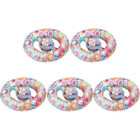 Lot de 5 anneaux de préhension ronds en silicone imprimé, jouet anti-stress pour la rééducation des doigts à domicile, cercle arc-en-ciel