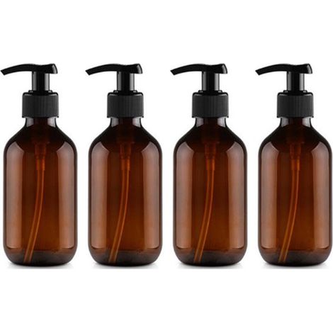 Confezione da 4 flaconi con dosatore da 300 ml per dispenser di sapone, dispenser di shampoo, flaconi in PET vuoti, ricaricabili e autoportanti per balsamo, gel doccia e lozione. (1/5)