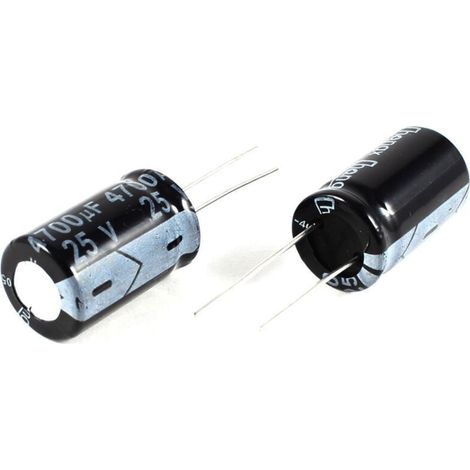 2 Pièces Condensateur Électrolytique Radial 4700uF 25V 105°C Noir 26x16mm (1/3)