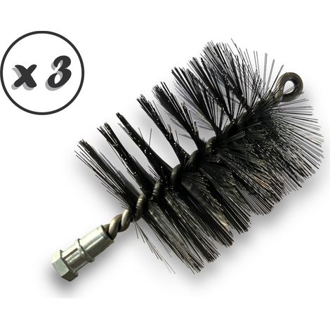 Lot de 3 Brosses à tube PRO ACIER Ø 110 mm Raccord M12175 femelle Ame en acier torsadé Nettoyage brossage tube et canalisation Kibros 41SCA110x3