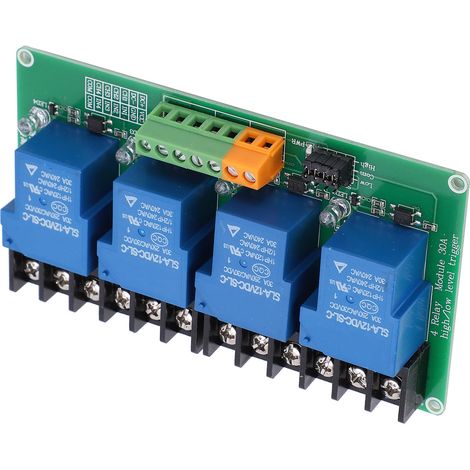 Relaismodul mit 4 Kanälen, automatischer Steuerung, Hoch-/Niedrigpegel-Triggerung, elektronisches Bauteil, 12 V (1/5)