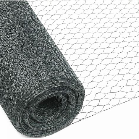 Grillage triple torsion galvanisé pour poules ou petits animaux, clôture poulailler, jardin - 25 m x 1 m - Maille 25 mm - Diam 1 mm - Gris - Linxor