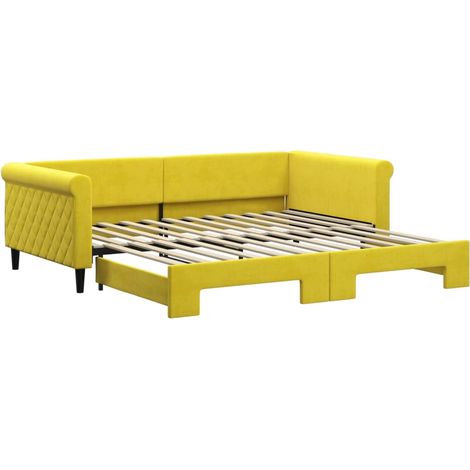 vidaXL Divano Letto con Letto Estraibile Giallo 100x200 cm in Velluto (1/5)