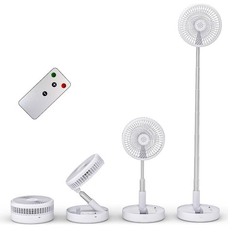 Ventilateur de 8" pliable avec télécommande, batterie 7200 mAh, USB, ventilateur sur pied, portable, pour extérieur, voyage, camping (1/5)