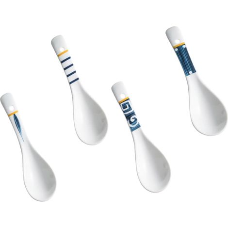 4 pièces Cuillères à Soupe Japonaises Céramique Design Simple et Pratique Poignée Confortable Vaisselle Table Polyvalente pour Riz et Soupe Cadeau Maison (1/5)