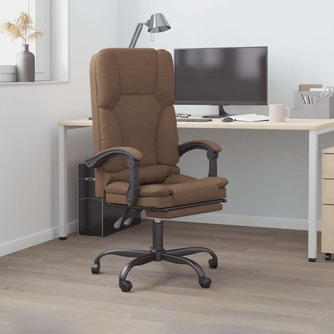 vidaXL Massage Reclining Office Chair Brown Fabric (1/5)