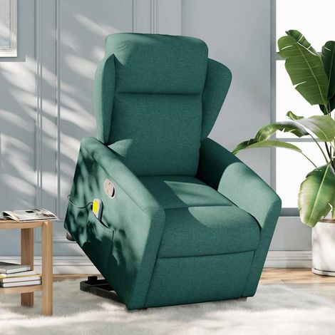 Maison Exclusive - Poltrona Alzapersona Massaggiante Verde Scuro in Tessuto