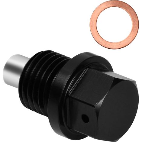 Bouchon de vidange magnétique M14 x 1,5 pour carter d'huile, en alliage d'aluminium avec rondelle en cuivre, compatible avec la plupart des voitures (1/4)