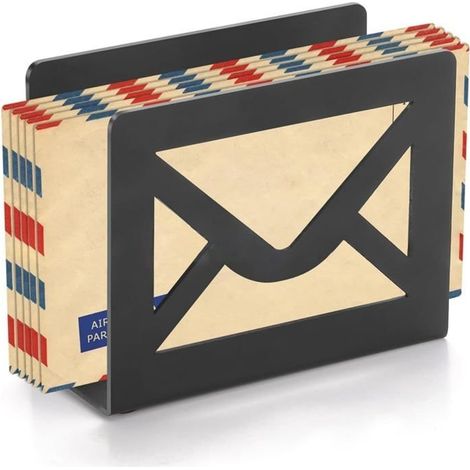 Porte-Lettres en Métal, Range Courrier, Porte-Courrier Noir, Idéal pour Classer Les Lettres à La Maison, Au Bureau Et à L'école (1/5)