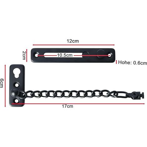 Chaîne de Porte de Sécurité, Chaîne de Porte, en Acier Inoxydable, Serrure à Chaîne de Porte avec Vis, Chaîne de Protection de Serrure de Porte, Entrebailleur de Porte Noir (1/4)