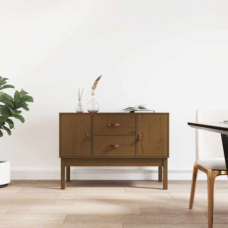 Aparador madera maciza de pino marrón miel 110x40x78 cm (1/4)