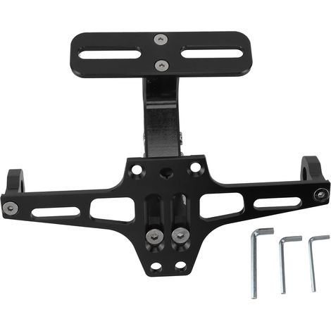 Support de Plaque Moto, Kit d'élimination d'aile de Moto en Alliage d'aluminium CNC, D'immatriculation Réglable Porte Plaque Immatriculation, pour modèles universels (Black) (1/5)