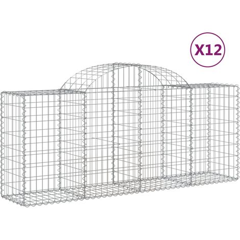 Cestas de gaviones Muro de contención arqueado Valla de jaula 1 juego de 2 200 x 50 x 80/100 cm Hierro galvanizado Plata 020040543