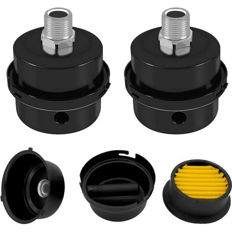 Lot de 2 filtres à air pour compresseur – Filetage 5/8' (16 mm) – Métal et plastique – Réduit bruit et poussière – Installation facile