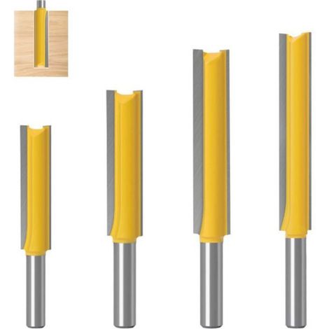 4 Pièces 8 mm Queue Fraise Defonceuse, Fraise Droite, Fraise à Bois Fraise Extra-longue, Mèches Carb (1/5)