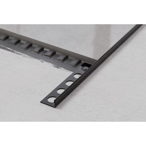 Profilo angolare J universale in acciaio inossidabile per piastrelle 0.8cm x 270cm - Nero lucido