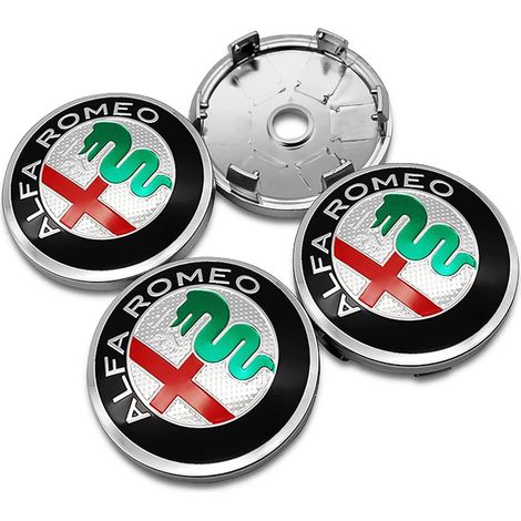 Hub Cap - 60 mm - Aluminium - Pour Alfa Romeo - Lot de 4 (1/5)