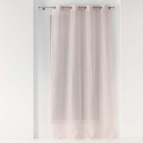 Voilage a oeillets 140 x 240 cm effet lin tissé Zazy Rose (1/4)