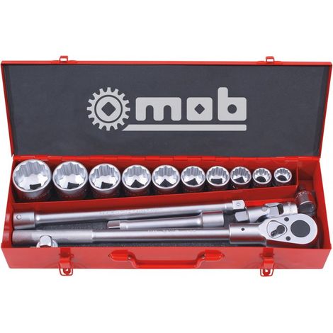 Coffret métallique 3/4'' 16 pièces, 12 pans - MOB (1/3)