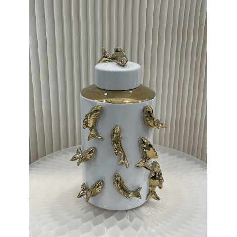 Bocal Décoratif en Forme de Poisson Jarre de Rangement et Décoration Blanc pour la Maison - PANGIVO (1/5)