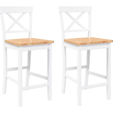 Maison Exclusive - Barhocker 2 Stk. Weiß Massivholz Gummibaum