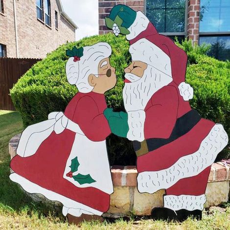 Lot en bois Père Noël décoration de jardin, panneau décoratif à planter (1 pièce, modèle bisou) comme image (1/4)