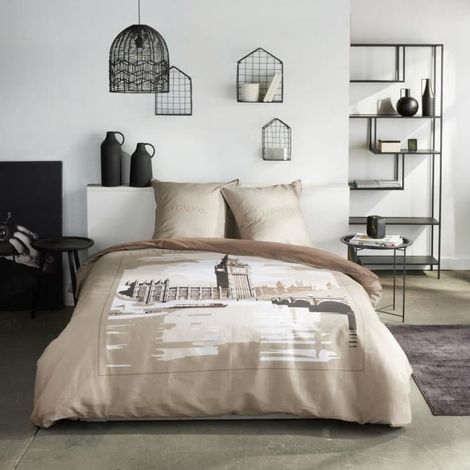 Set copripiumino - TODAY - JAVA - 2 persone - 240x220 cm - Cotone - Stampa London - Beige (1/4)