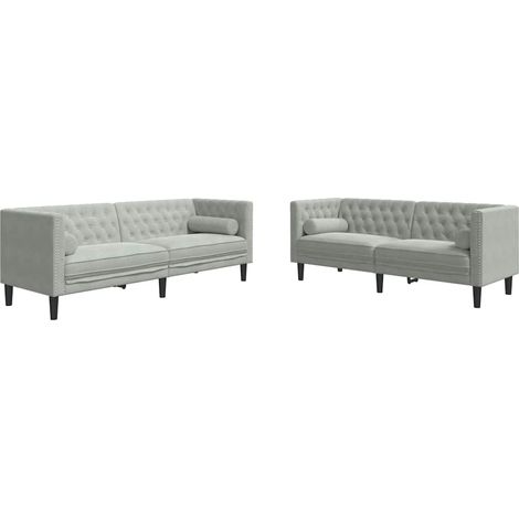 Sofá de sala 2 pcs Gris Claro 194 x 74,5 x 70,5 cm Terciopelo vidaXL