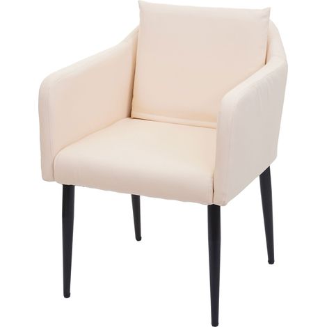 Poltrona lounge chair sala da pranzo scrivania visitatore in crema gambe metallo sintetico nero 040002287