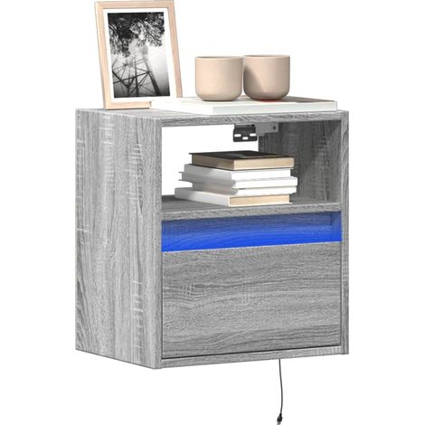TV-Wandschränke LED-Beleuchtung 2 Stk. Grau Sonoma 41x31x45 cm