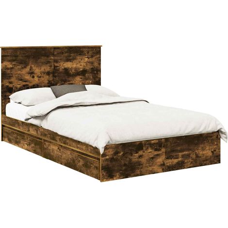 Maison Exclusive - Letto con Contenitore con testiera Rovere fumé 135 x 190 cm
