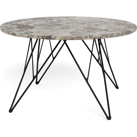 Mesa de centro Norsica 820, Gris + Negro, 46x0x0cm, Diámetro: 80, Mármol, Redonda