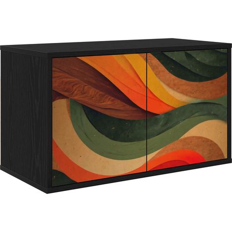 Meuble TV Mural Rangement Salon avec 2 Portes Bois d'Ingénierie Chêne Noir 69 x 33 x 40 cm (1/4)