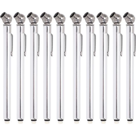 Reifendruckmesser, Stiftform, 3 Messbereiche, 4 Seiten, abgedichtete Düse, Metallrohrmanometer für Autos, Fahrräder, LKWs, 10 Stück. (1/5)