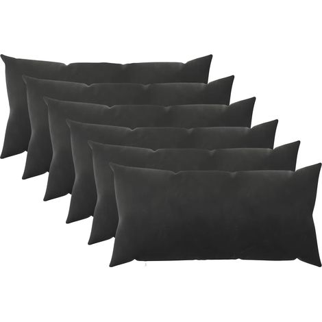 vidaXL Funda de almohada 6 pcs HEERLEN Negro 40 x 80 cm Terciopelo (1/2)