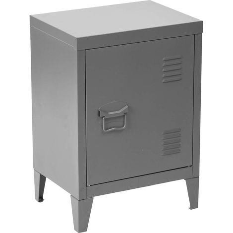 Armoire de Rangement Verticale en métal, Table d'appoint avec étagères à 2 Niveaux, Table de Chevet de classeur pour Salon, Chambre à Coucher, Bureau, Gris (1/5)